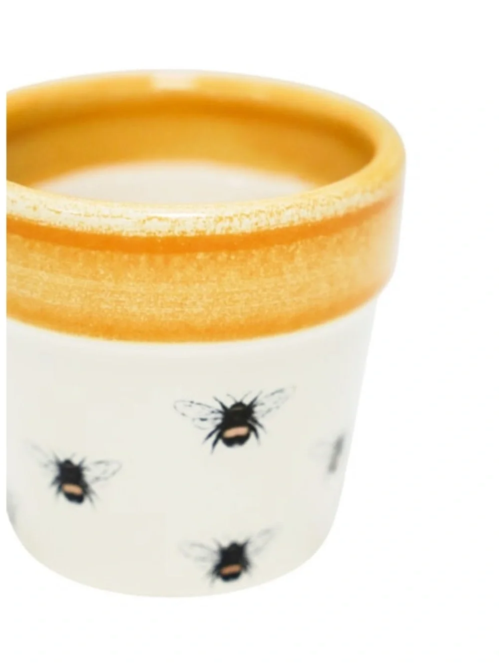 NWOT Allen + Roth Yellow Bumblebee Glazed Ceramic Cacti Round Indoor Planter